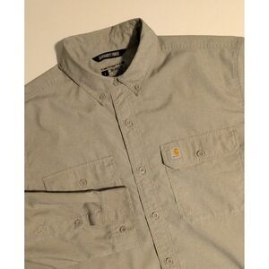 Carhartt Force Mens Gray Relaxed Fit Long Sleeve Button Down Work Shirt TW5291-M